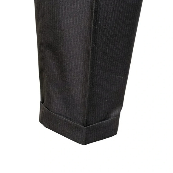 🍀2/$22 Axist 34x32 Pleated Front Pinstriped Cuffed Hem Black Dress Pants Mens - Picture 4 of 12